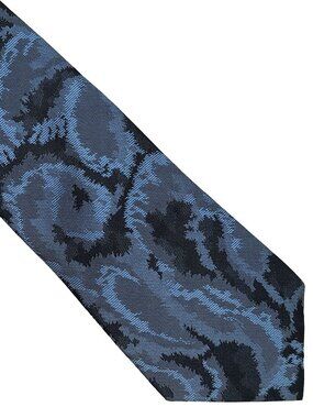 Vtg Superba Black Blue Abstract Jacquard Slender Short Tie Necktie 2.75 x 53